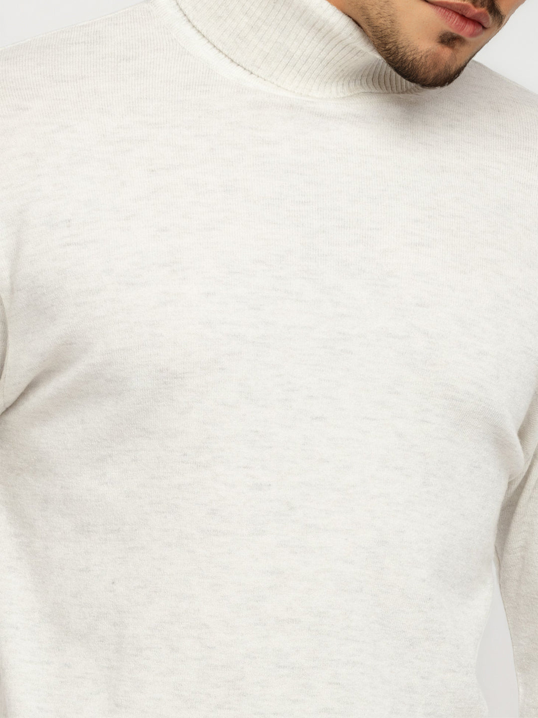 Mens Solid High Neck Sweater