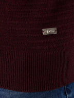 Men's Solid Textured Full Sleeves Round Neck Regular Fit Fleece Sweater