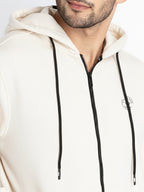 Solid Fleece Zipper Sweatshirt With Hoodie