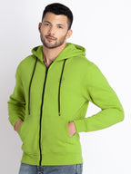 Solid Fleece Zipper Sweatshirt With Hoodie