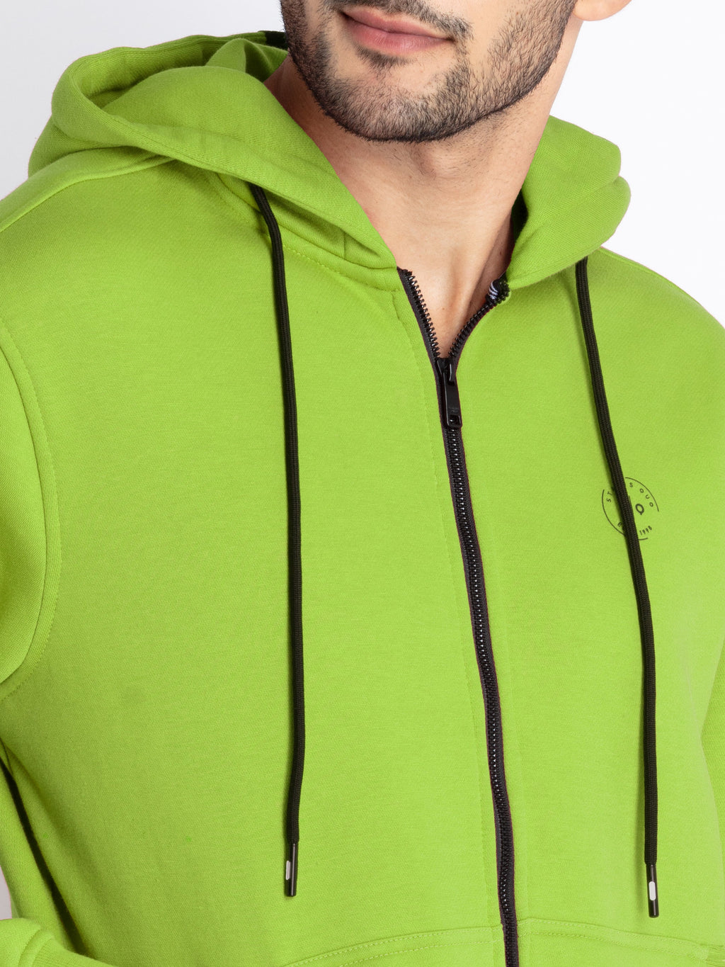 Solid Fleece Zipper Sweatshirt With Hoodie