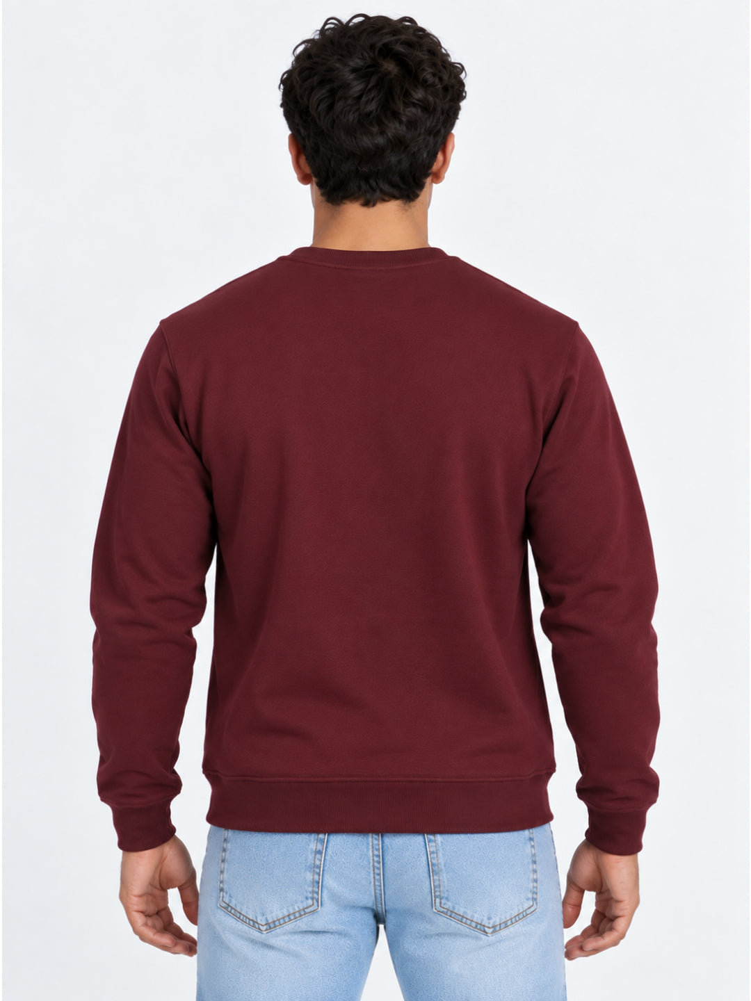 Mens Solid Round Neck Sweatshirt