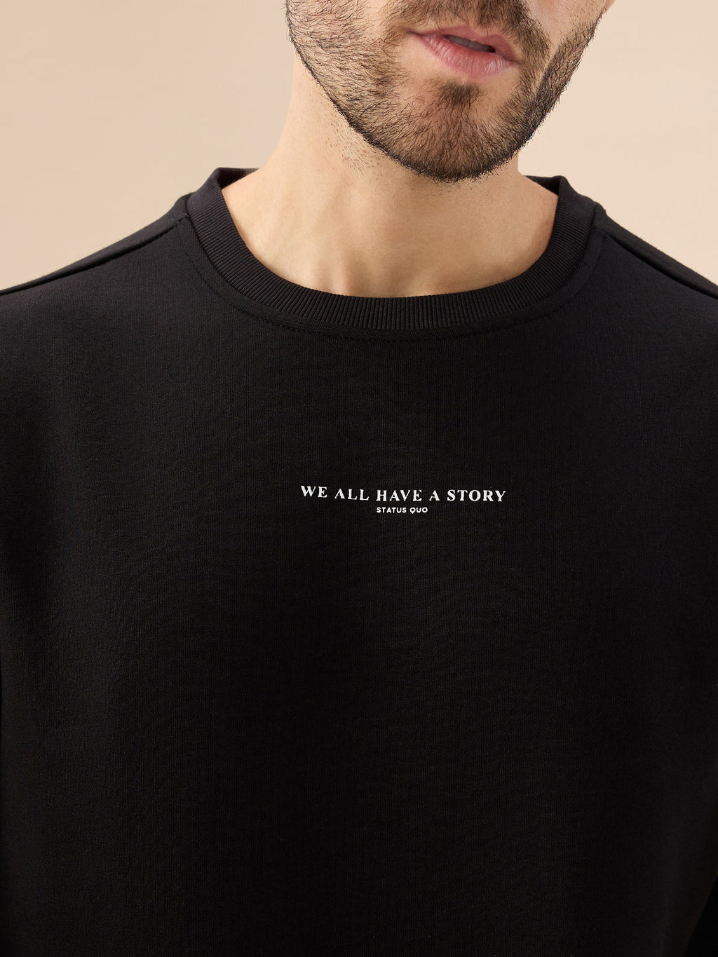 Men's Chest Typography Print Full Sleeves Round Neck Regular Fit Fleece Sweatshirt