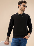 Men's Chest Typography Print Full Sleeves Round Neck Regular Fit Fleece Sweatshirt