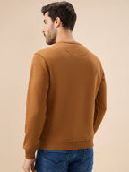 Men's Chest Typography Print Full Sleeves Round Neck Regular Fit Fleece Sweatshirt