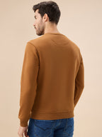 Men's Chest Typography Print Full Sleeves Round Neck Regular Fit Fleece Sweatshirt