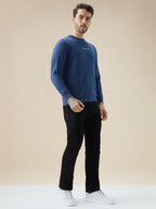 Men's Chest Typography Print Full Sleeves Round Neck Regular Fit Fleece Sweatshirt