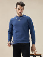 Men's Chest Typography Print Full Sleeves Round Neck Regular Fit Fleece Sweatshirt