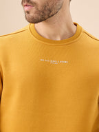 Men's Chest Typography Print Full Sleeves Round Neck Regular Fit Fleece Sweatshirt