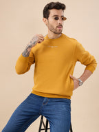 Men's Chest Typography Print Full Sleeves Round Neck Regular Fit Fleece Sweatshirt