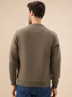 Men's Chest Typography Print Full Sleeves Round Neck Regular Fit Fleece Sweatshirt