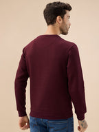 Men's Chest Typography Print Full Sleeves Round Neck Regular Fit Fleece Sweatshirt