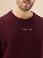 Men's Chest Typography Print Full Sleeves Round Neck Regular Fit Fleece Sweatshirt