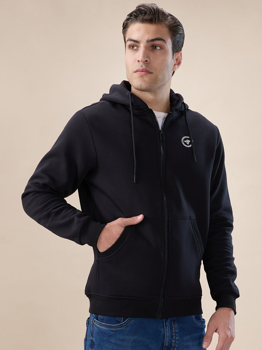 Black Logo Zip Hoodie