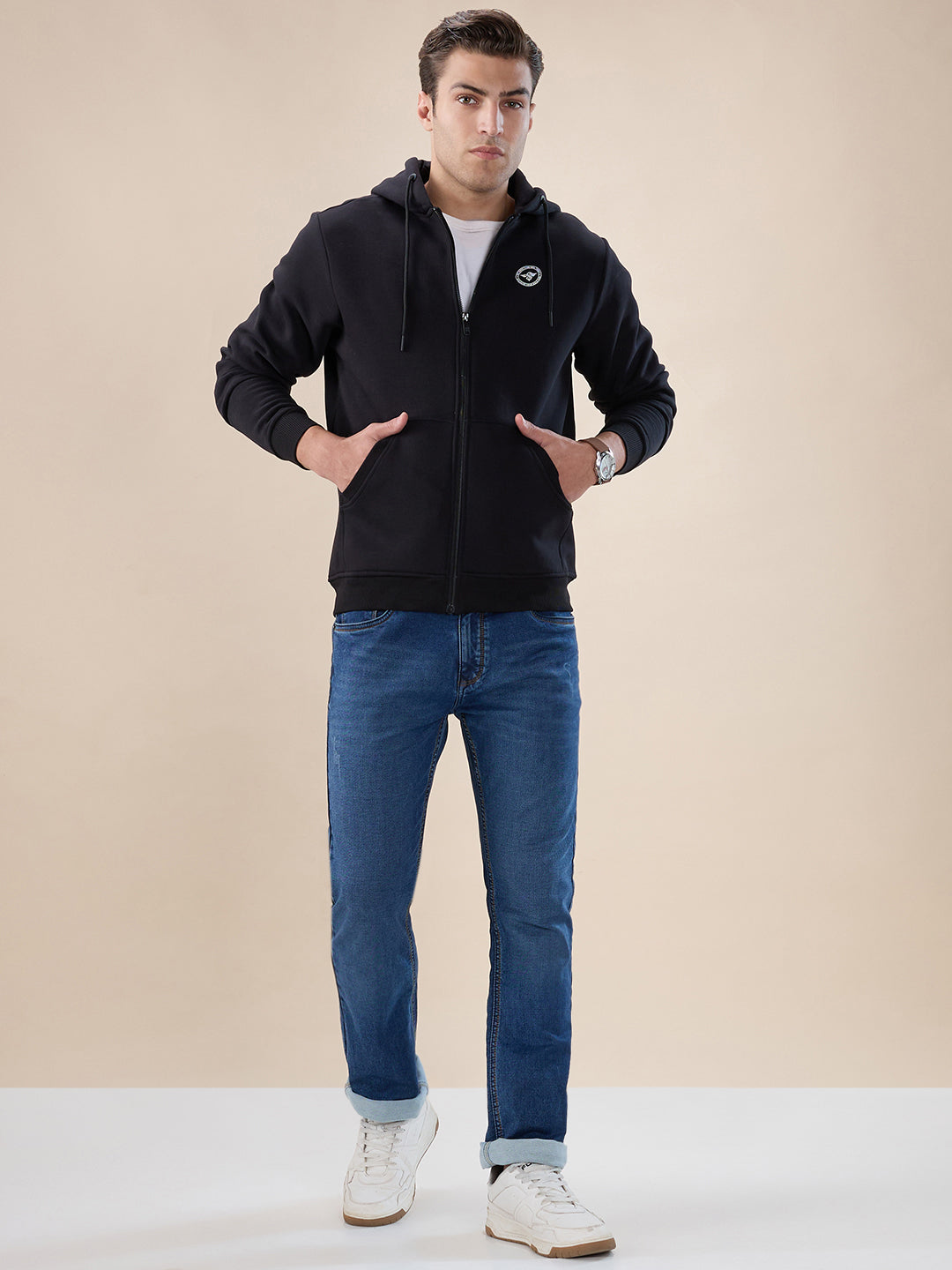 Black Logo Zip Hoodie