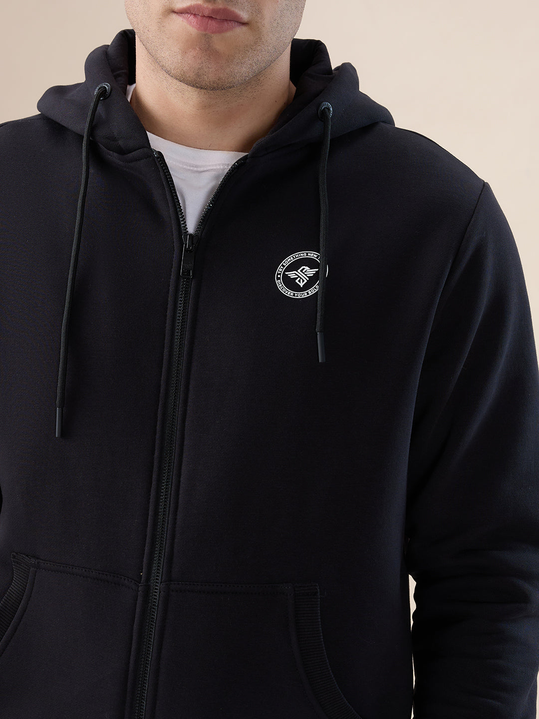 Black Logo Zip Hoodie