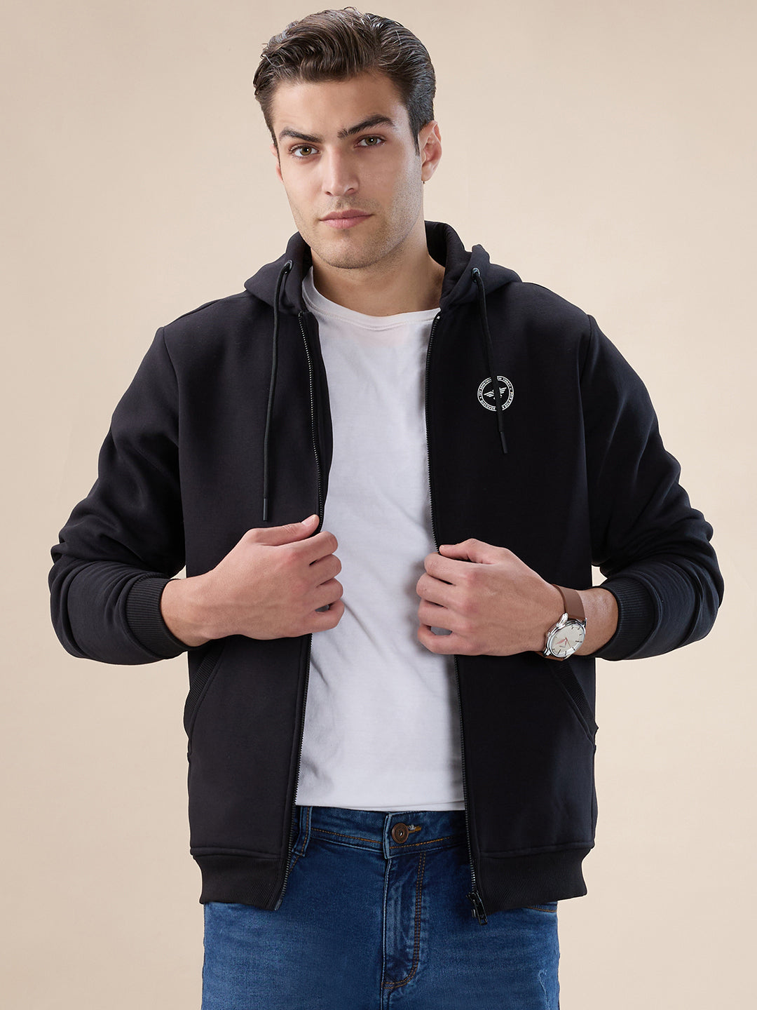 Black Logo Zip Hoodie