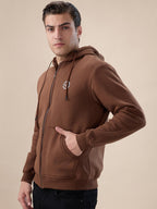 Brown Logo Zip Hoodie