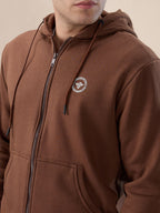 Brown Logo Zip Hoodie