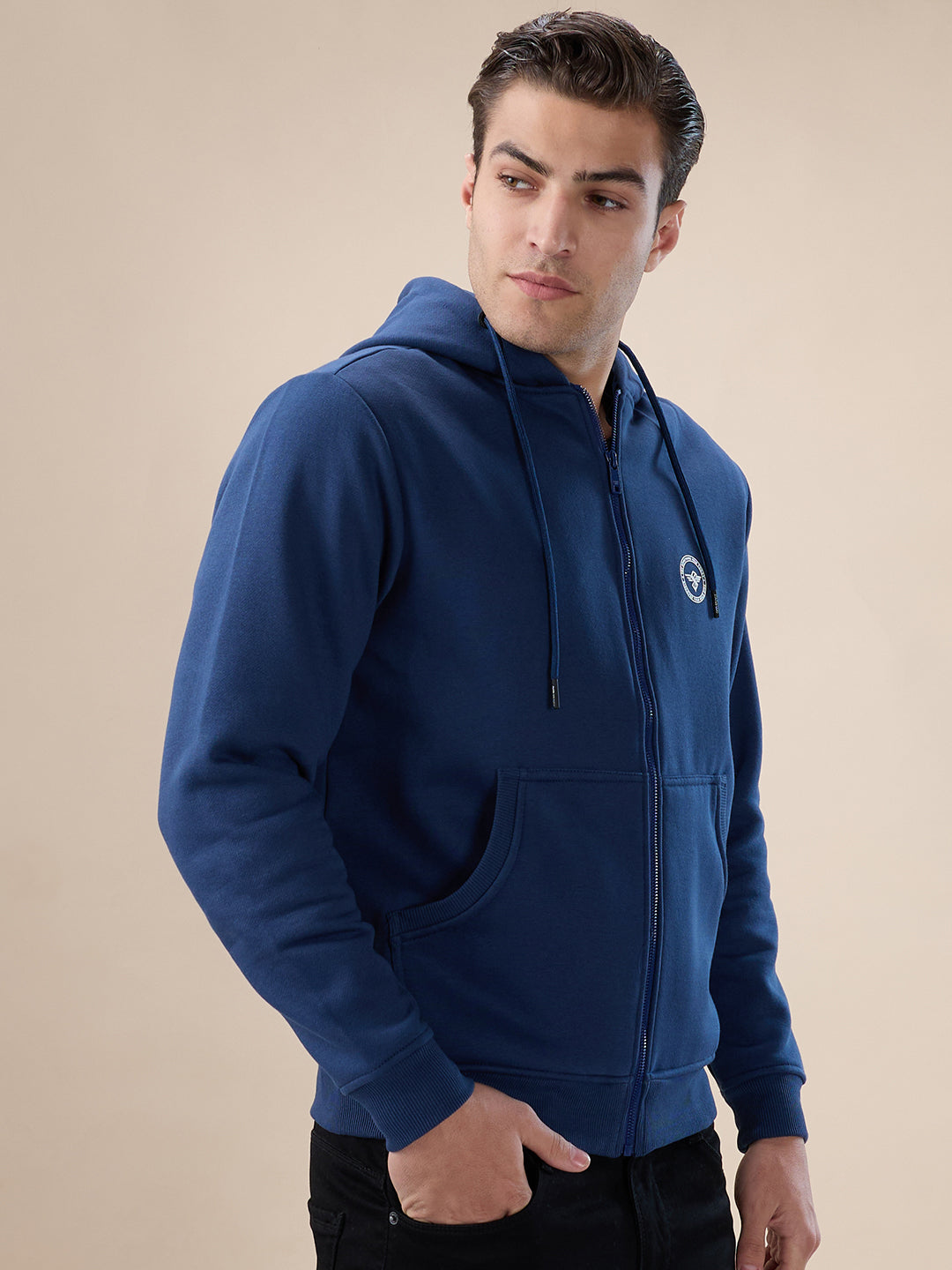 Denim Logo Zip Hoodie