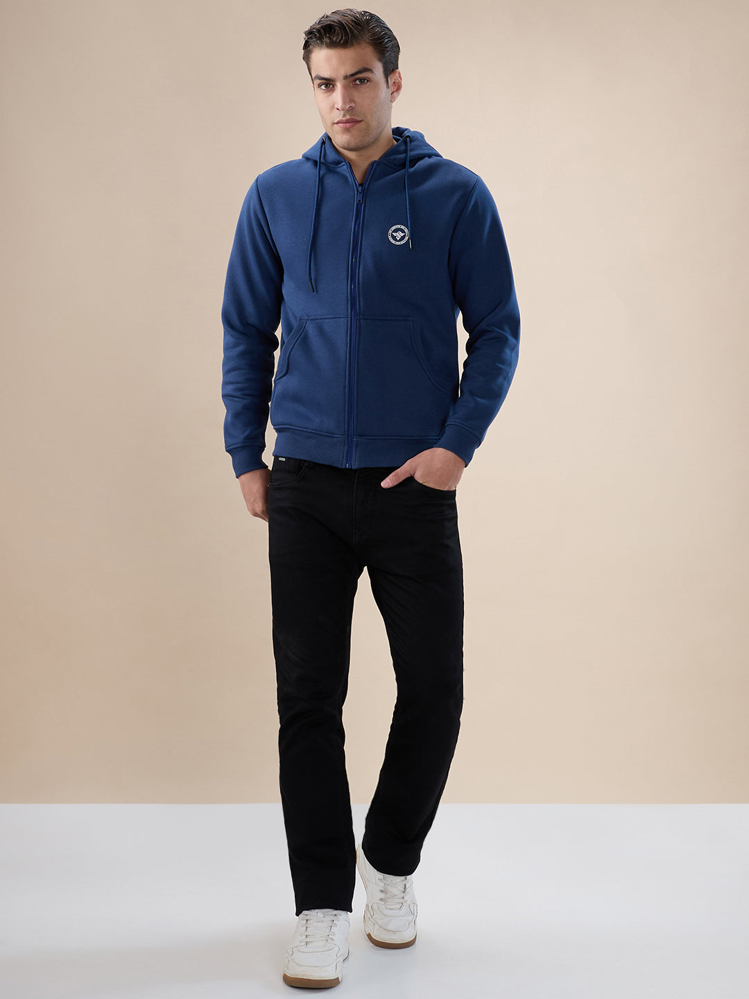Denim Logo Zip Hoodie