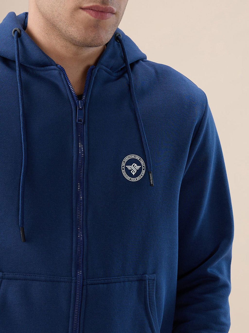 Denim Logo Zip Hoodie