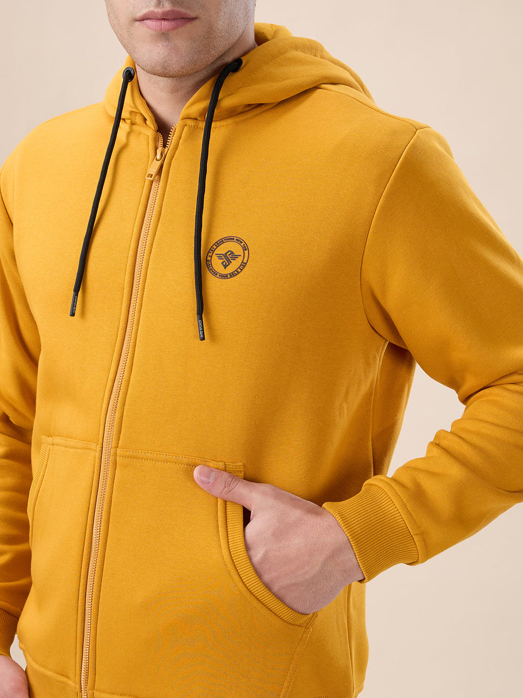 H. Mustard Logo Zip Hoodie