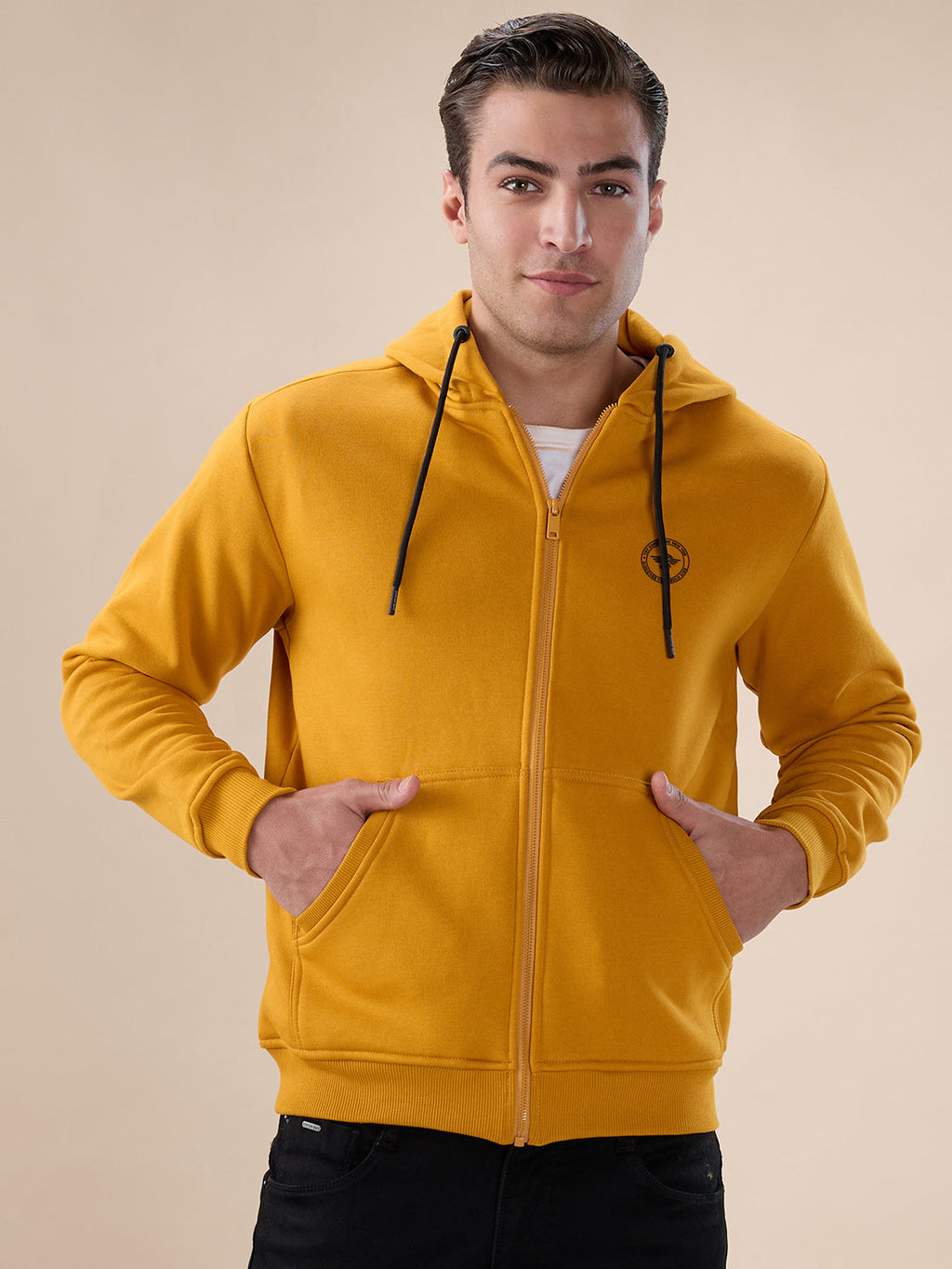 H. Mustard Logo Zip Hoodie
