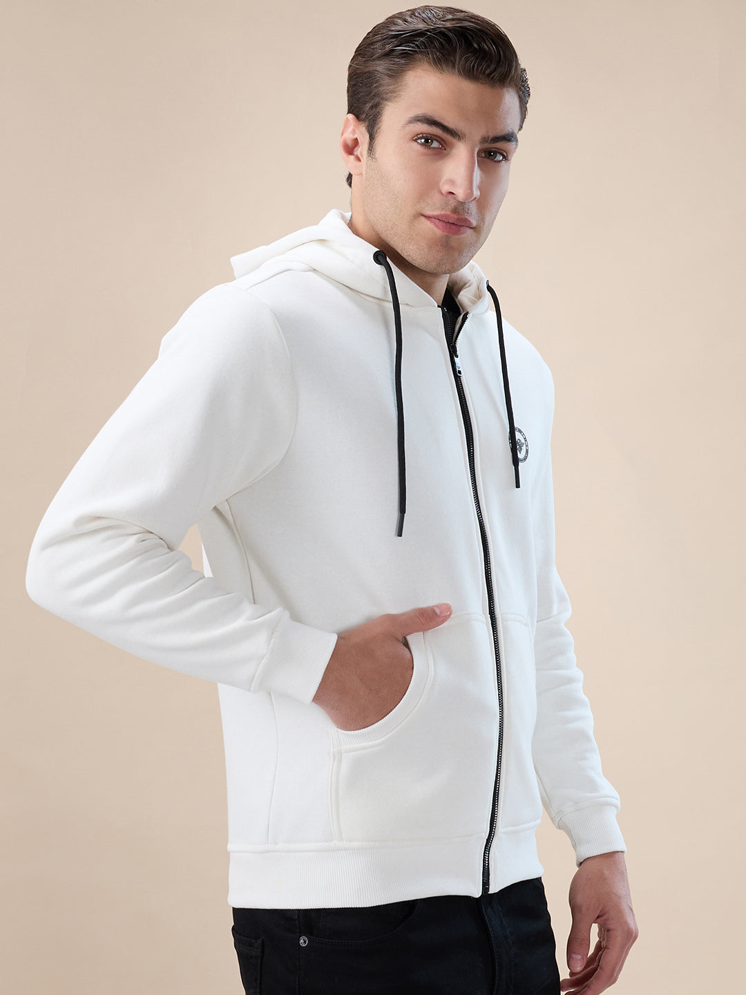 Off White Logo Zip Hoodie