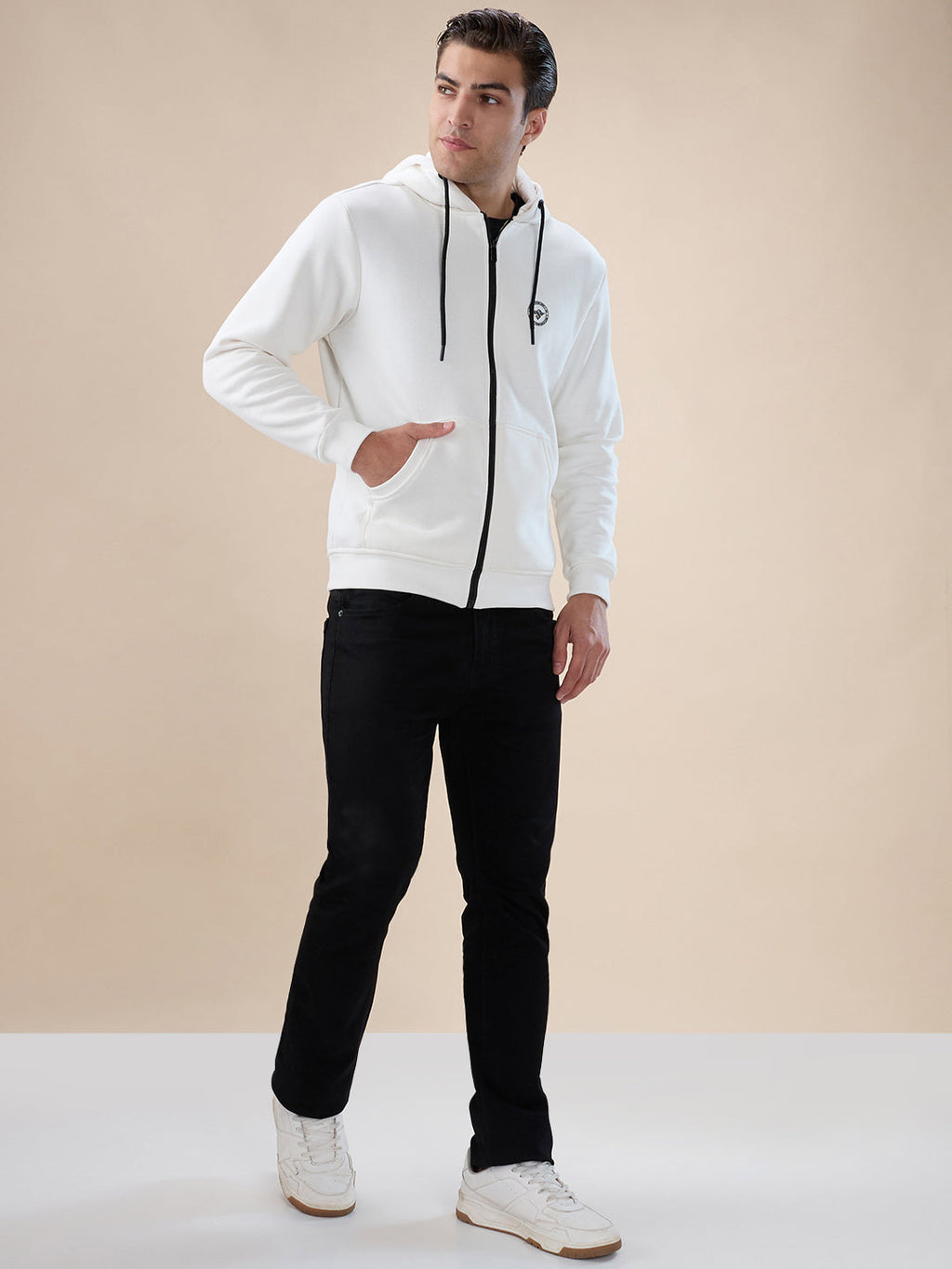 Off White Logo Zip Hoodie
