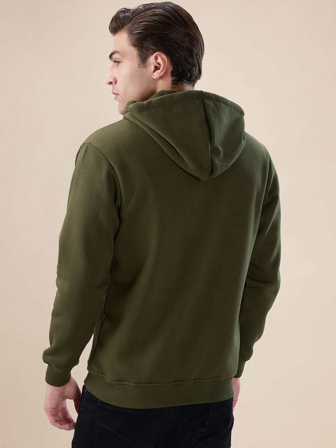 Olive Logo Zip Hoodie