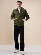 Olive Logo Zip Hoodie
