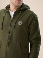 Olive Logo Zip Hoodie
