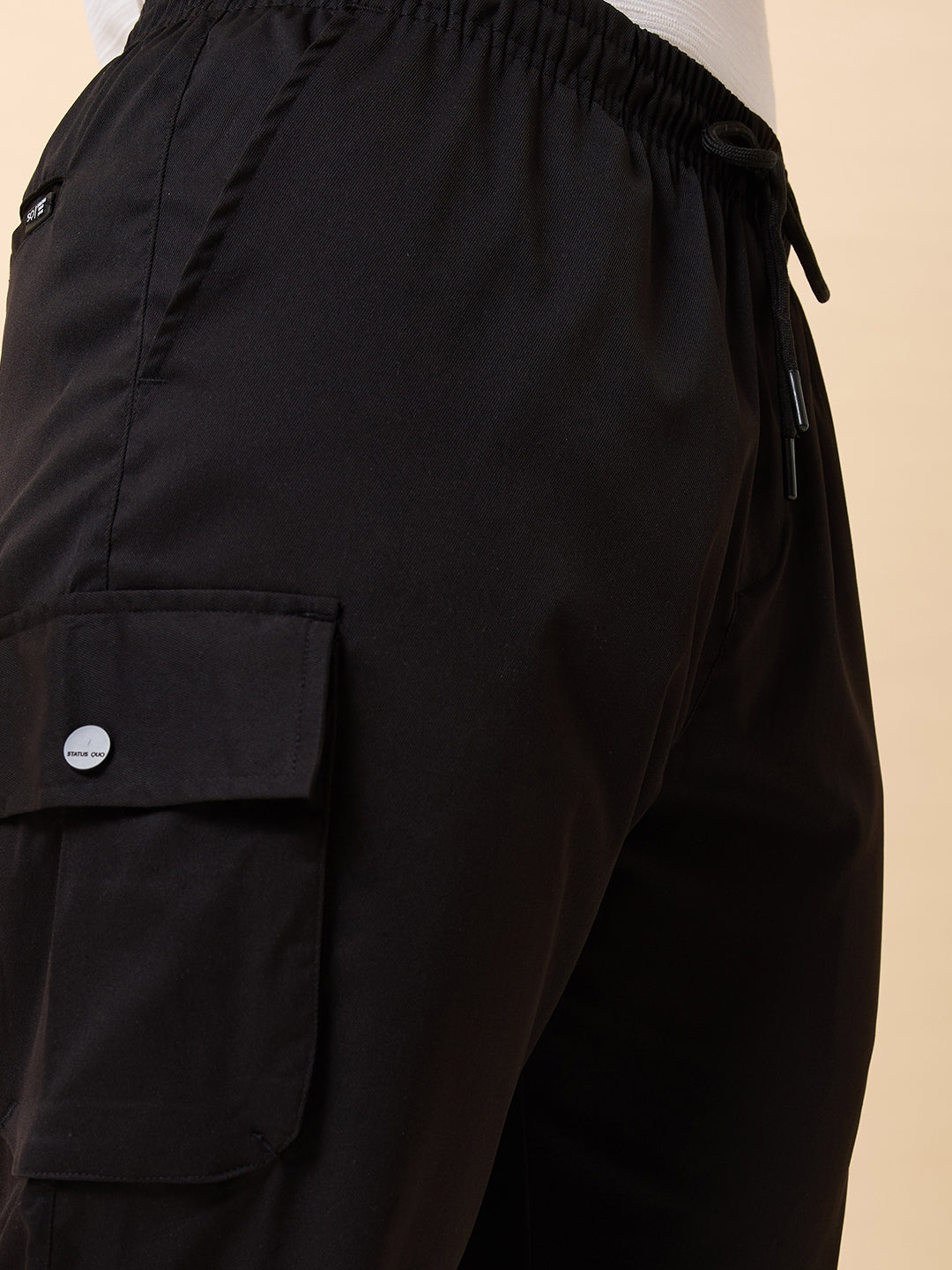 Status Quo Men's New Basic Solid Regular Fit Drawstring Track Pant