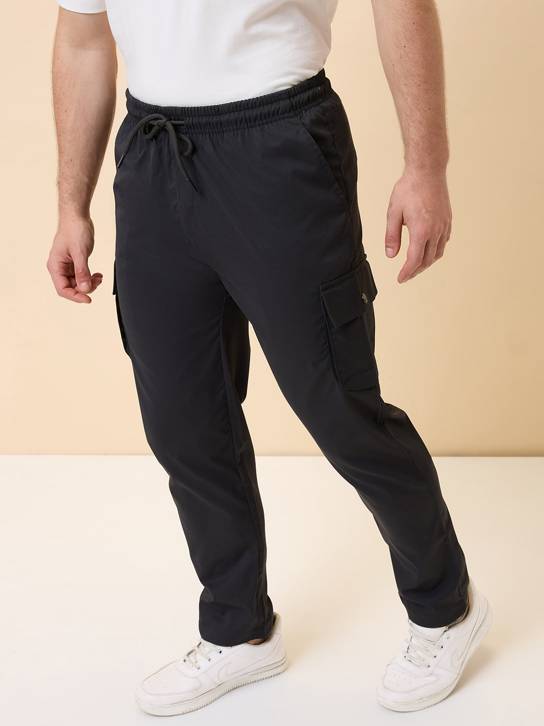 Status Quo Men's New Basic Solid Regular Fit Drawstring Track Pant Secondary image