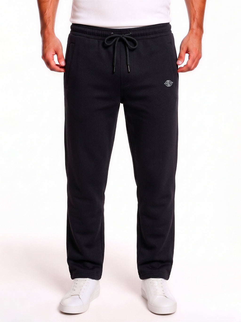 Black Solid Track Pants