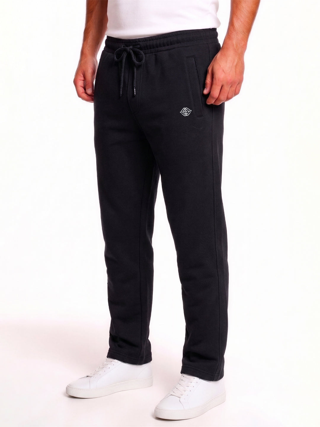 Black Solid Track Pants