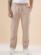 Status Quo Men's Solid Regular Fit Fleece Trackpant with Drawstring Waist With Logo