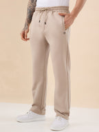 Status Quo Men's Solid Regular Fit Fleece Trackpant with Drawstring Waist With Logo