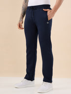 Men's Solid Regular Fit Fleece Trackpant with Drawstring Waist With Logo