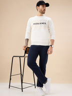 Men's Solid Regular Fit Fleece Trackpant with Drawstring Waist With Logo