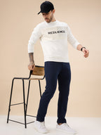 Men's Solid Regular Fit Fleece Trackpant with Drawstring Waist With Logo