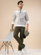 Men's Solid Regular Fit Fleece Trackpant with Drawstring Waist With Logo