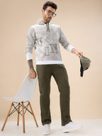 Men's Solid Regular Fit Fleece Trackpant with Drawstring Waist With Logo