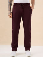 Men's Solid Regular Fit Fleece Trackpant with Drawstring Waist With Logo