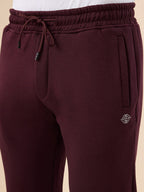 Men's Solid Regular Fit Fleece Trackpant with Drawstring Waist With Logo