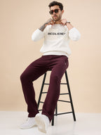 Men's Solid Regular Fit Fleece Trackpant with Drawstring Waist With Logo