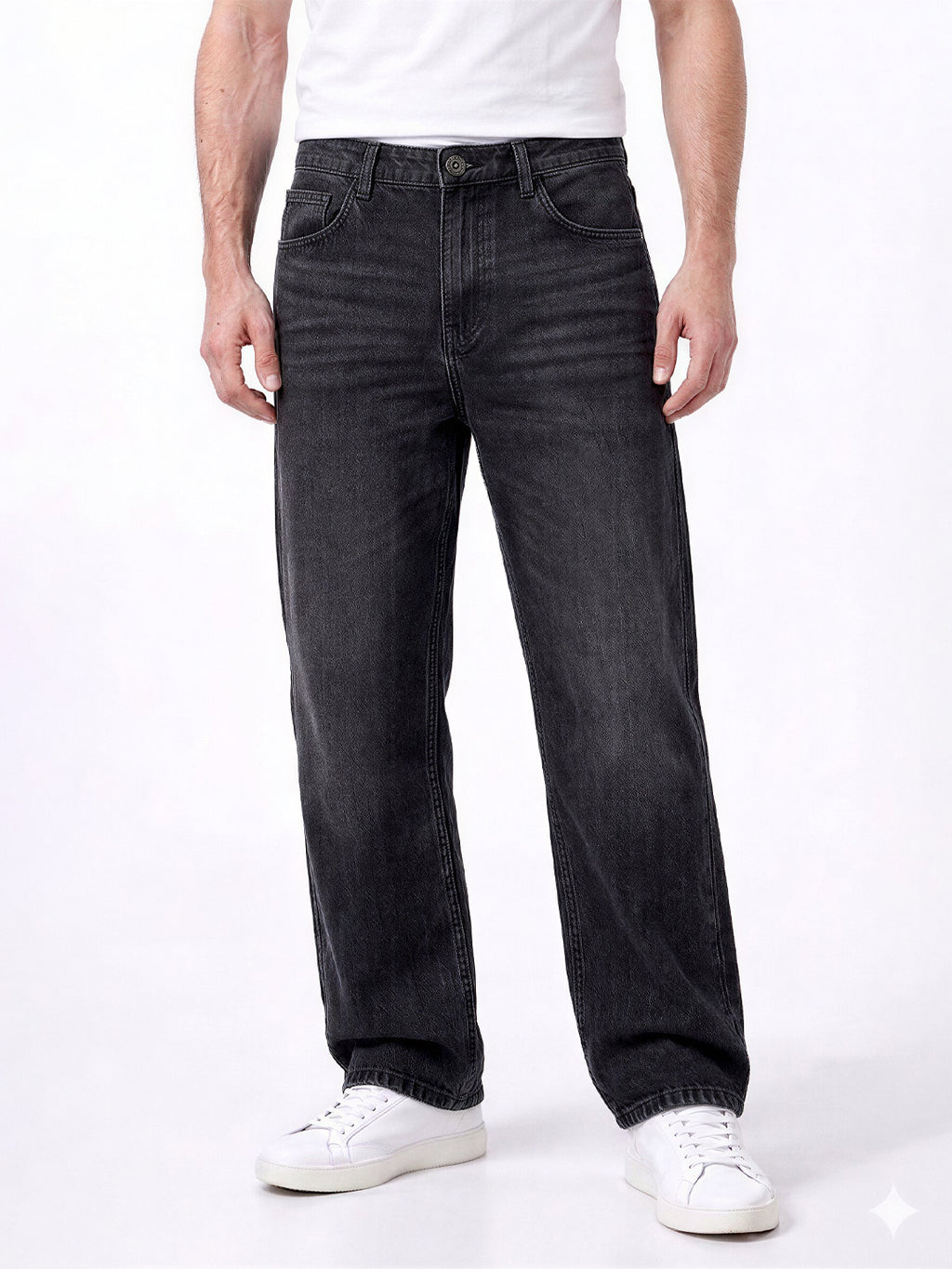 Black Washed Relaxed Fit Jeans