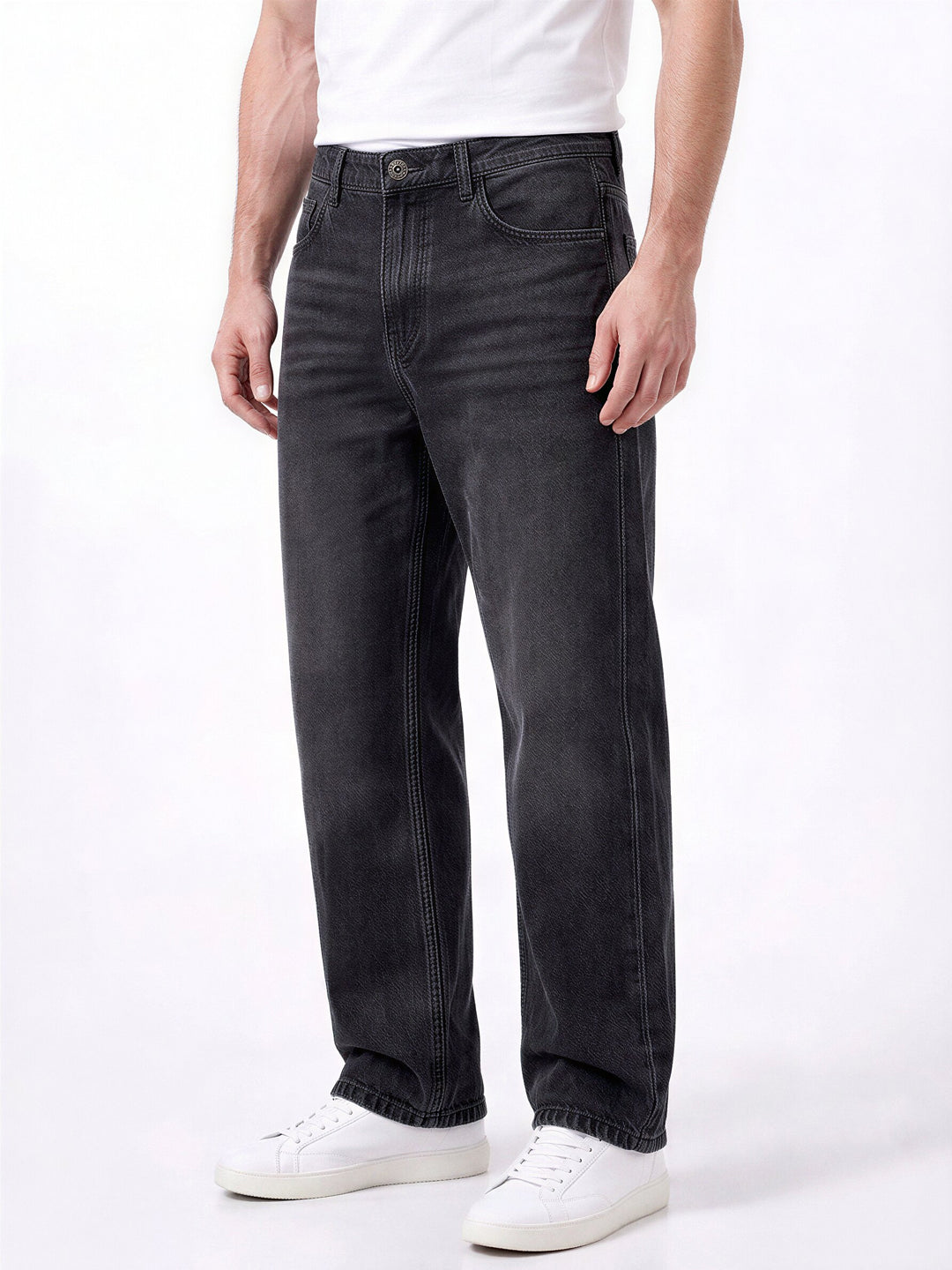 Black Washed Relaxed Fit Jeans