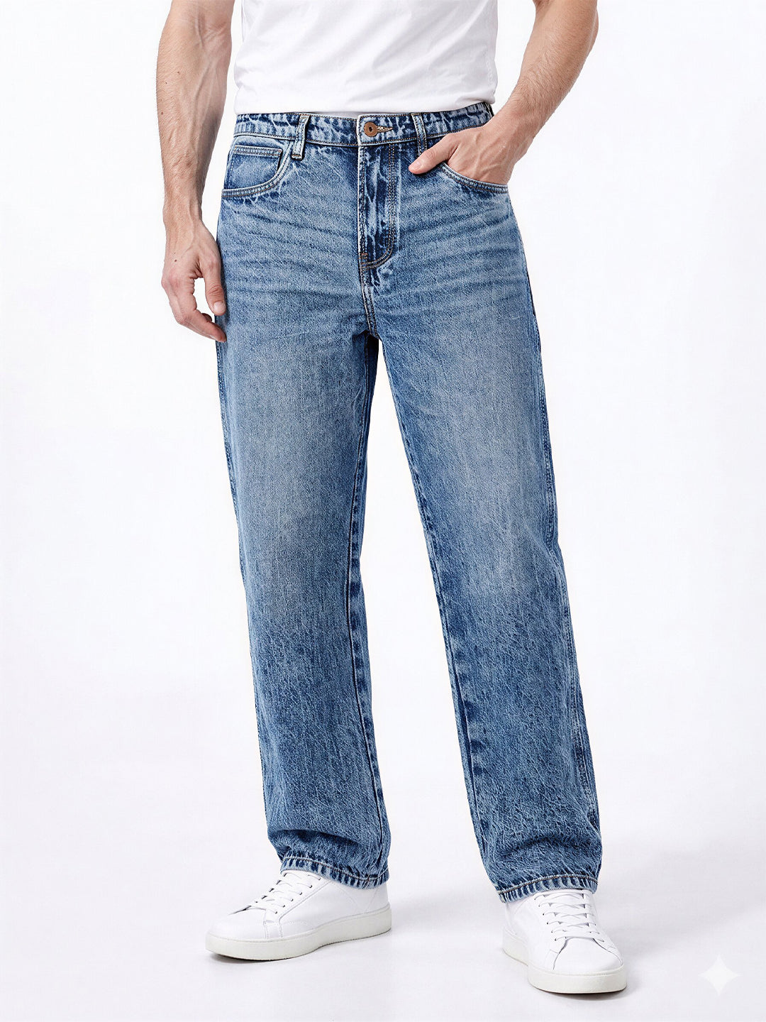 Blue Washed Relaxed Fit Jeans